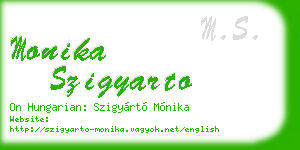 monika szigyarto business card